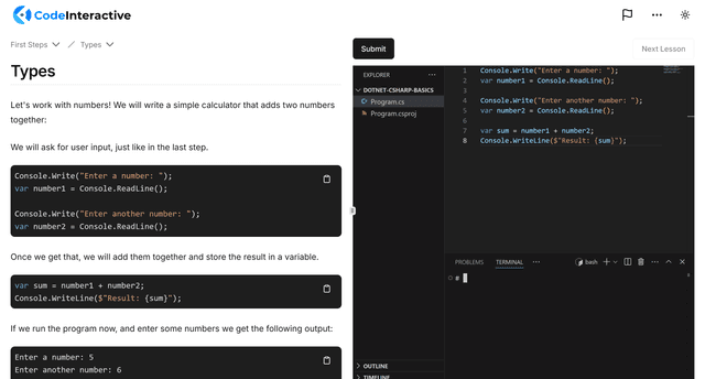 Code Interactive preview
